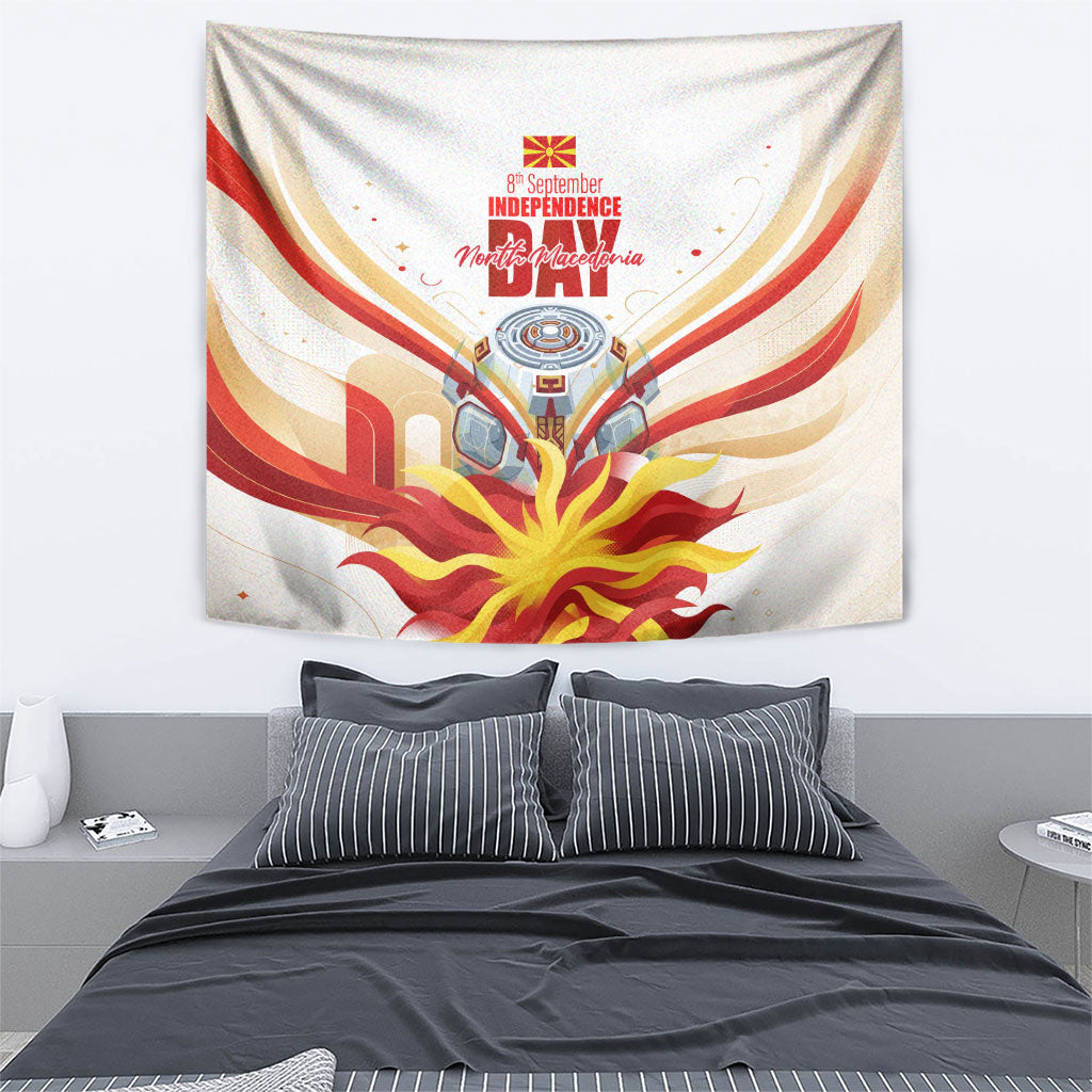 North Macedonia Independence Day Tapestry Ilinden Monument Raised Fist Jets Flag