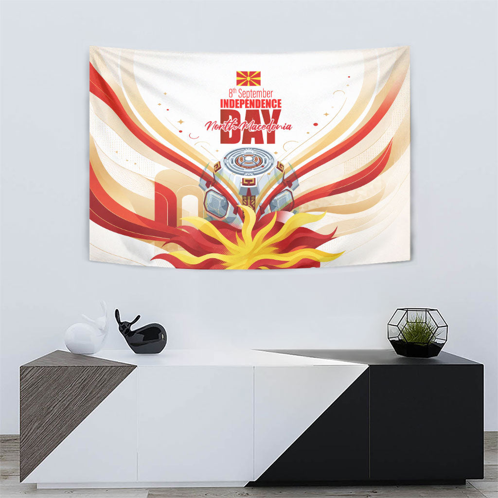 North Macedonia Independence Day Tapestry Ilinden Monument Raised Fist Jets Flag