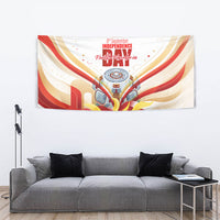 North Macedonia Independence Day Tapestry Ilinden Monument Raised Fist Jets Flag