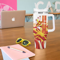 North Macedonia Independence Day Tumbler With Handle Ilinden Monument Raised Fist Jets Flag
