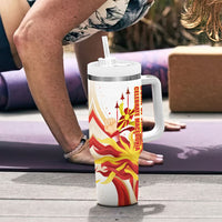 North Macedonia Independence Day Tumbler With Handle Ilinden Monument Raised Fist Jets Flag