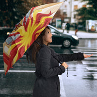 North Macedonia Independence Day Umbrella Ilinden Monument Raised Fist Jets Flag