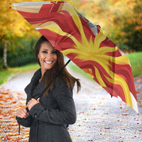 North Macedonia Independence Day Umbrella Ilinden Monument Raised Fist Jets Flag