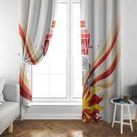 North Macedonia Independence Day Window Curtain Ilinden Monument Raised Fist Jets Flag
