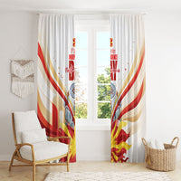 North Macedonia Independence Day Window Curtain Ilinden Monument Raised Fist Jets Flag