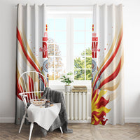North Macedonia Independence Day Window Curtain Ilinden Monument Raised Fist Jets Flag