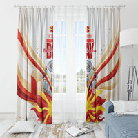 North Macedonia Independence Day Window Curtain Ilinden Monument Raised Fist Jets Flag