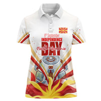 North Macedonia Independence Day Women Polo Shirt Ilinden Monument Raised Fist Jets Flag