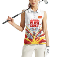 North Macedonia Independence Day Women Sleeveless Polo Shirt Ilinden Monument Raised Fist Jets Flag