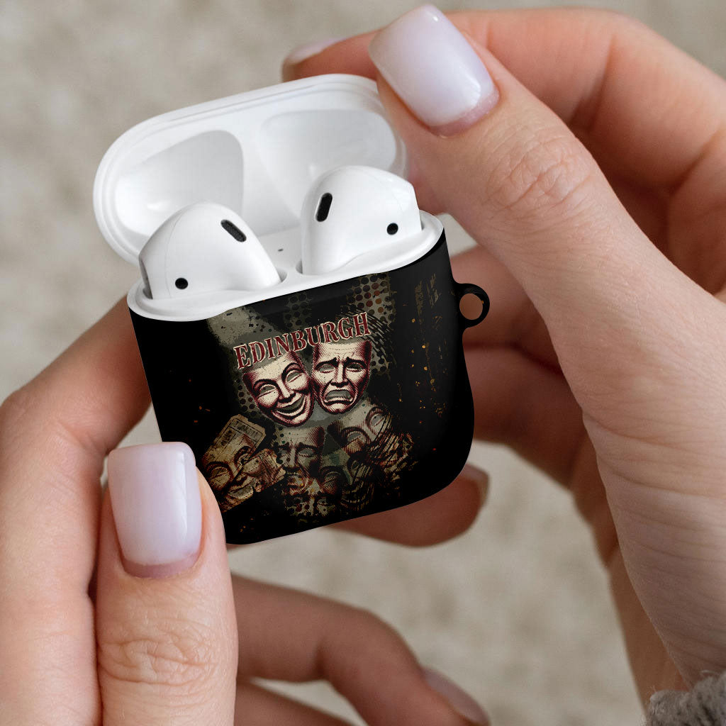 Edinburgh Fringe AirPods Case Scotland Fringe Arts Comedy Tragedy Masks Castle Moon