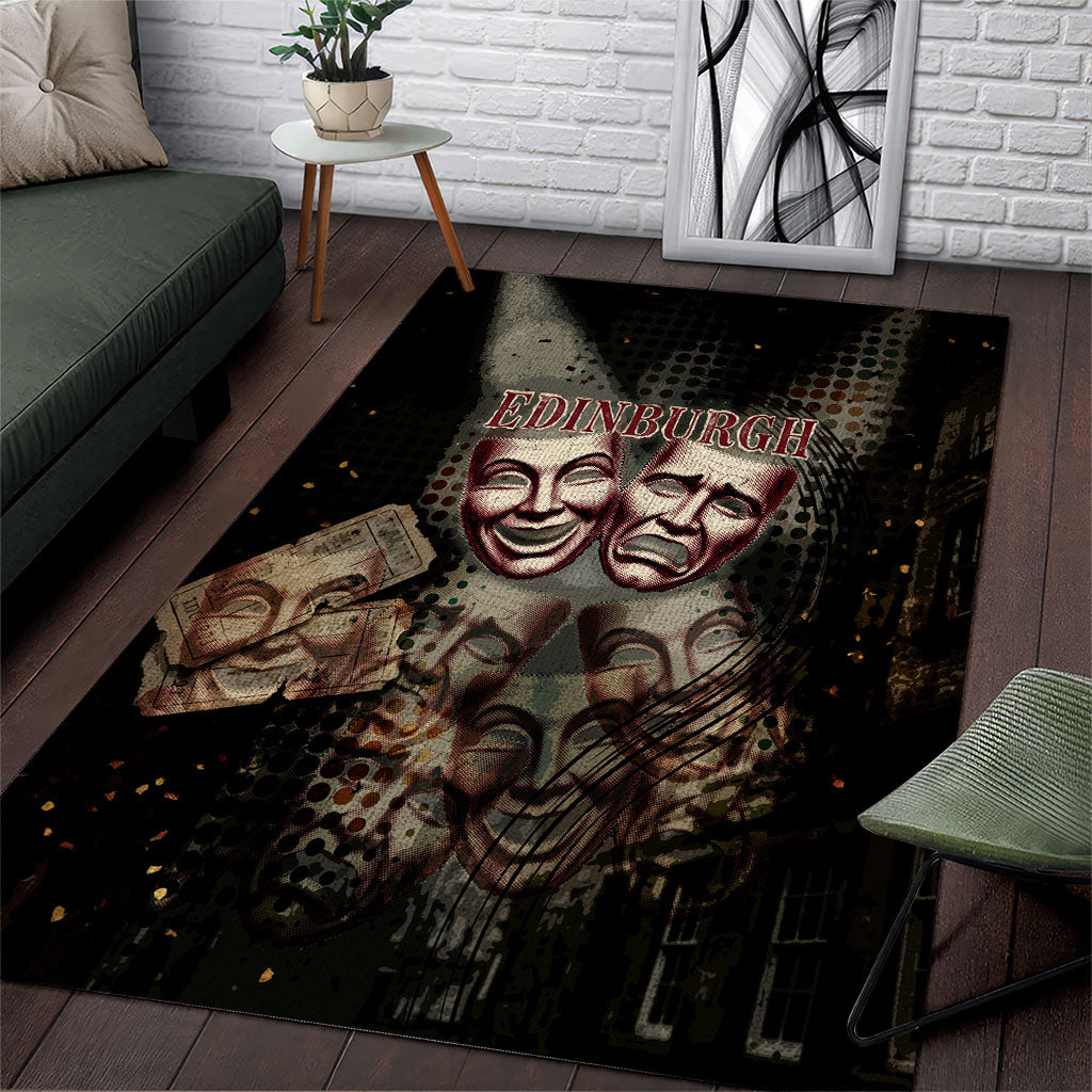 Edinburgh Fringe Area Rug Scotland Fringe Arts Comedy Tragedy Masks Castle Moon