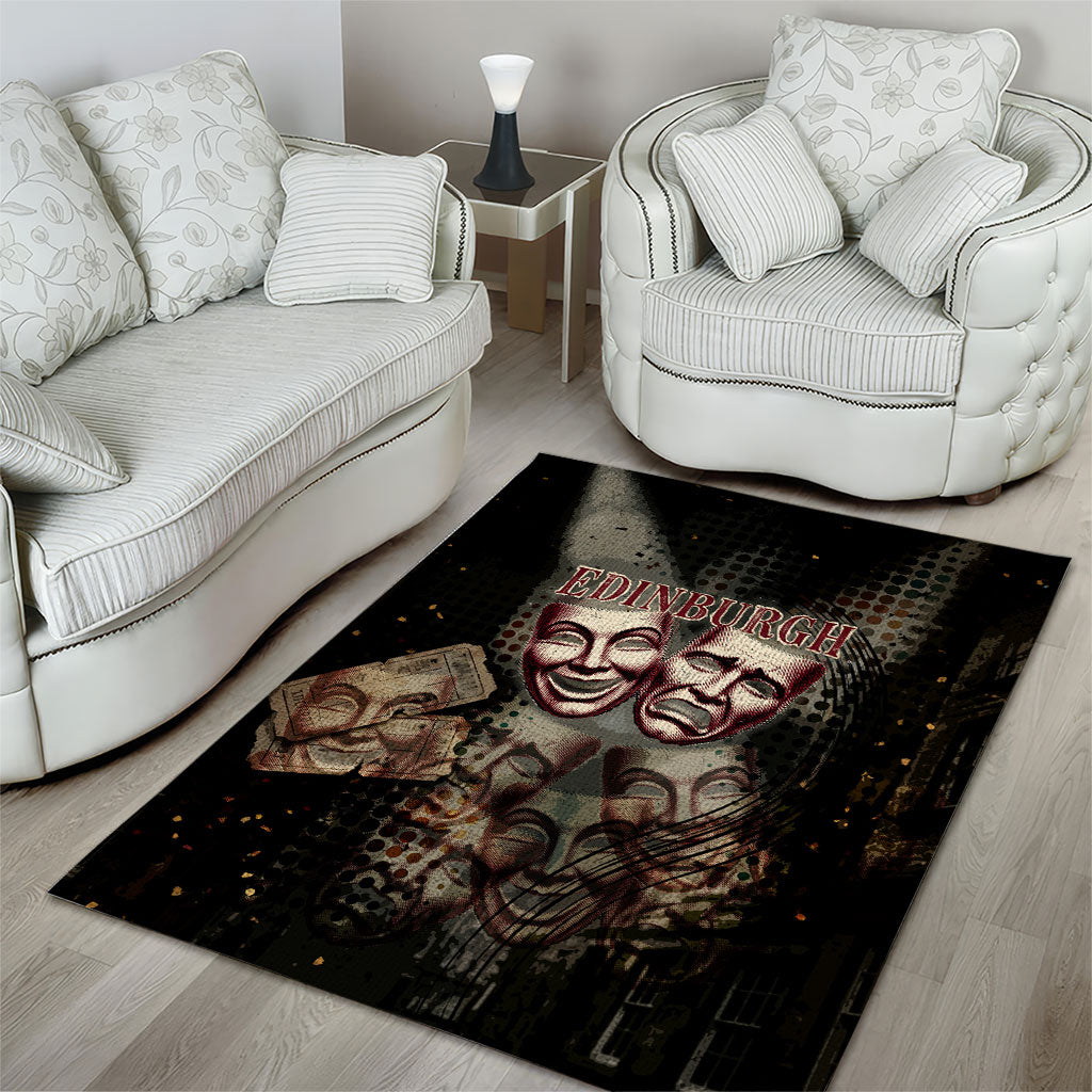 Edinburgh Fringe Area Rug Scotland Fringe Arts Comedy Tragedy Masks Castle Moon