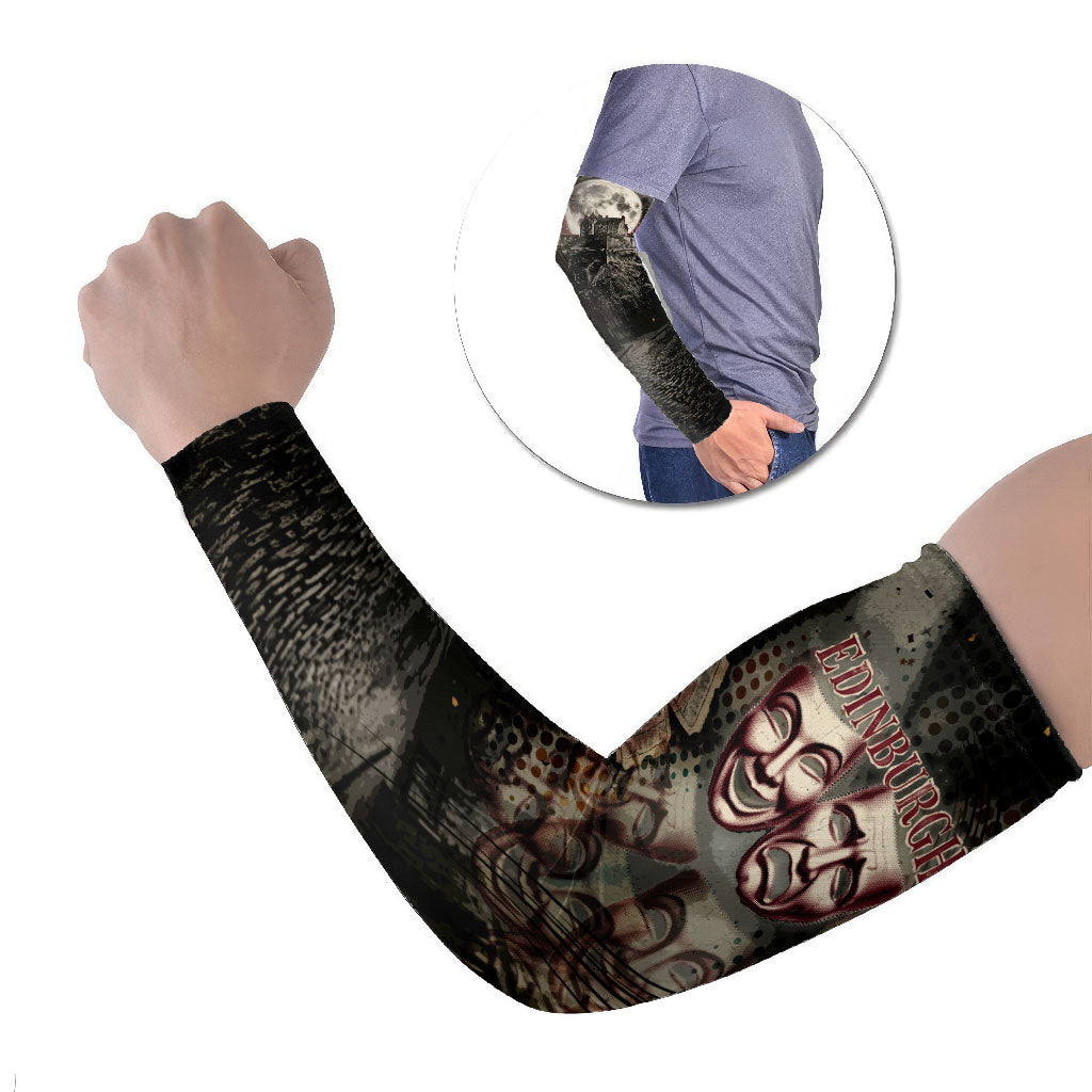 Edinburgh Fringe Arm Sleeves Scotland Fringe Arts Comedy Tragedy Masks Castle Moon