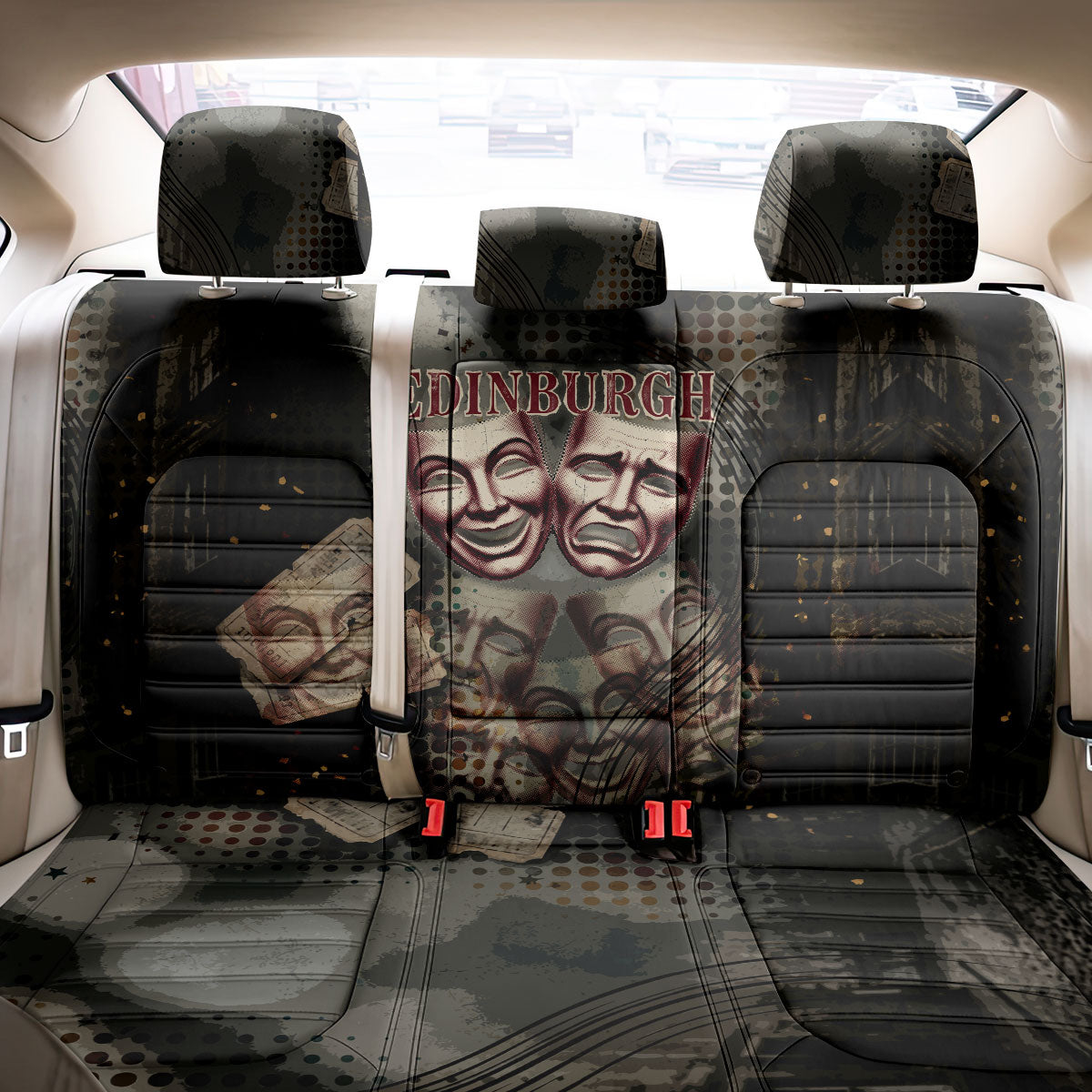 Edinburgh Fringe Back Car Seat Cover Scotland Fringe Arts Comedy Tragedy Masks Castle Moon