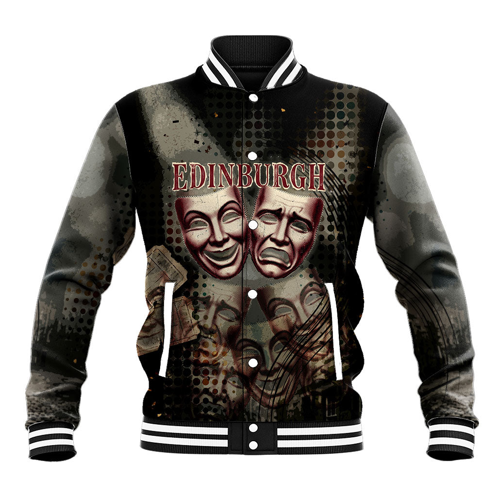 Edinburgh Fringe Baseball Jacket Scotland Fringe Arts Comedy Tragedy Masks Castle Moon