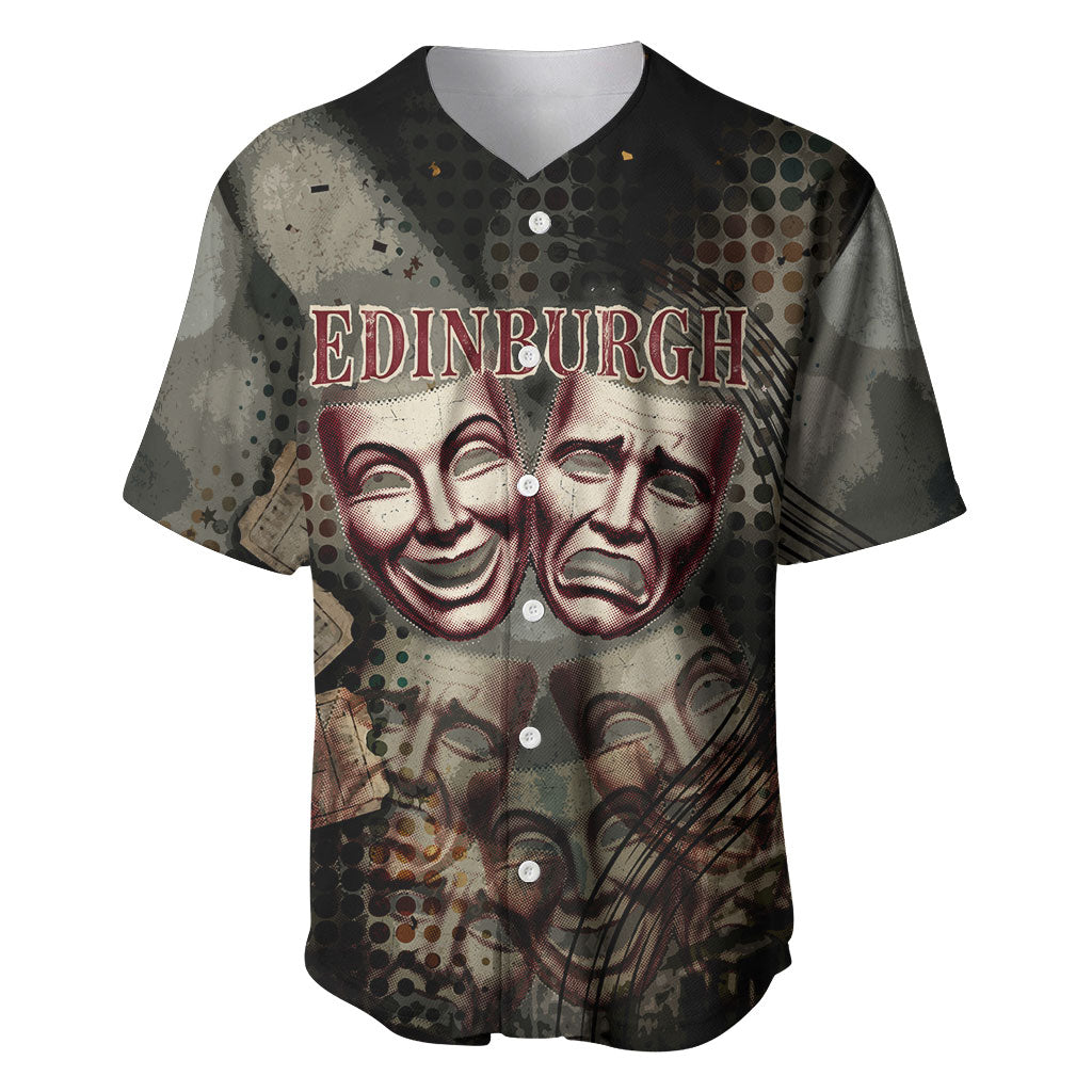 Edinburgh Fringe Baseball Jersey Scotland Fringe Arts Comedy Tragedy Masks Castle Moon