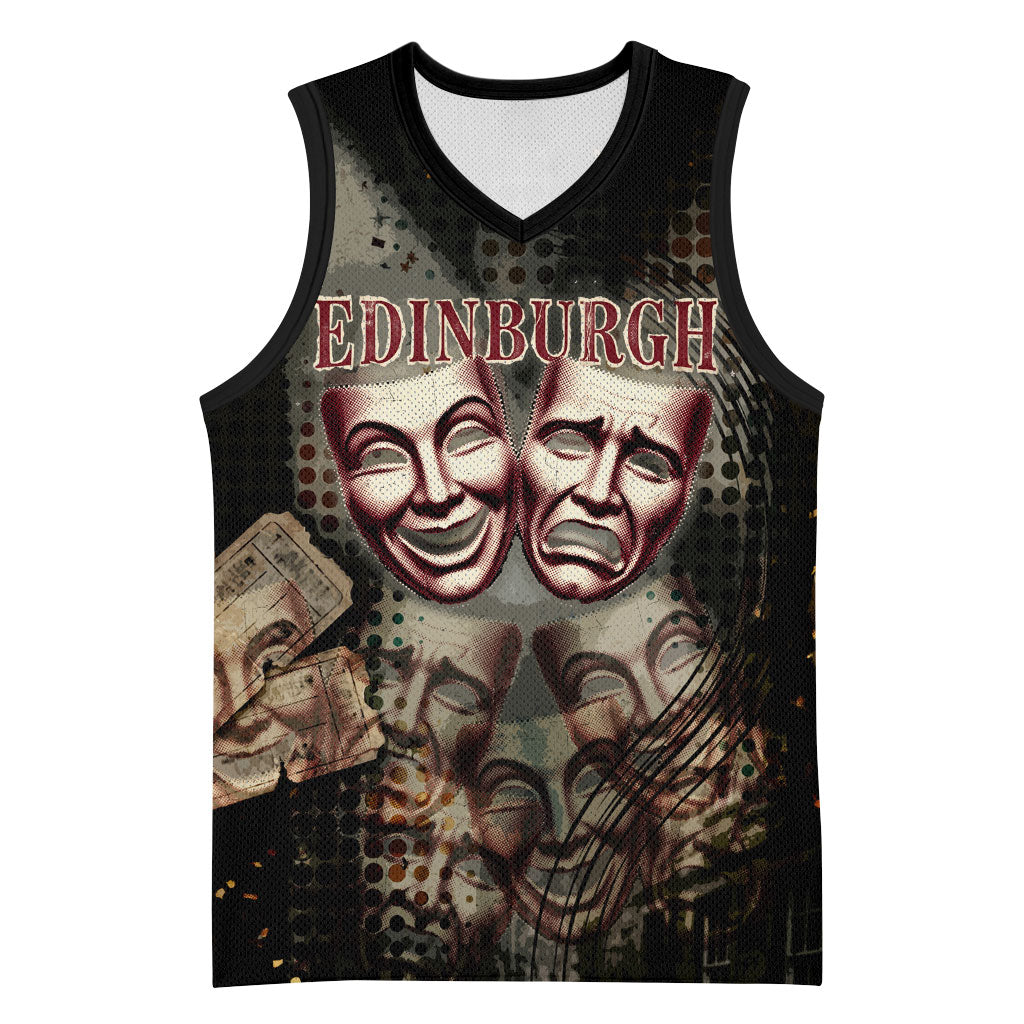 Edinburgh Fringe Basketball Jersey Scotland Fringe Arts Comedy Tragedy Masks Castle Moon