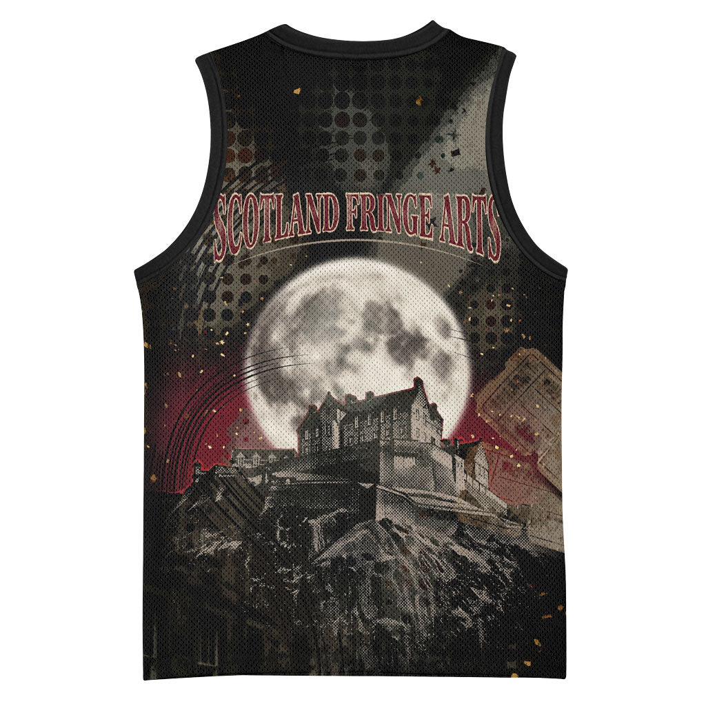 Edinburgh Fringe Basketball Jersey Scotland Fringe Arts Comedy Tragedy Masks Castle Moon