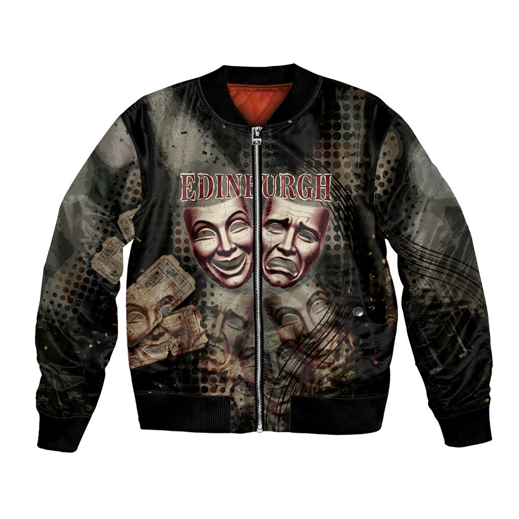 Edinburgh Fringe Bomber Jacket Scotland Fringe Arts Comedy Tragedy Masks Castle Moon