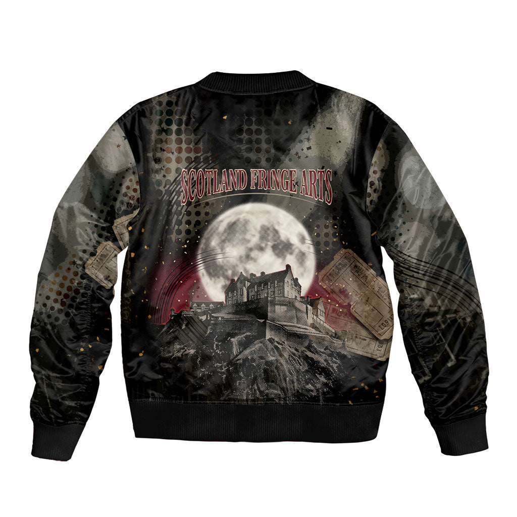 Edinburgh Fringe Bomber Jacket Scotland Fringe Arts Comedy Tragedy Masks Castle Moon