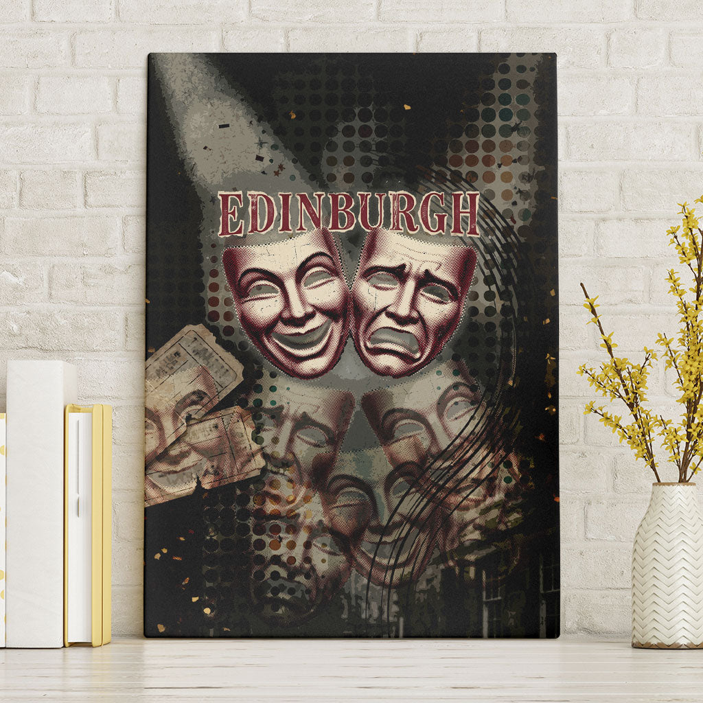 Edinburgh Fringe Canvas Wall Art Scotland Fringe Arts Comedy Tragedy Masks Castle Moon