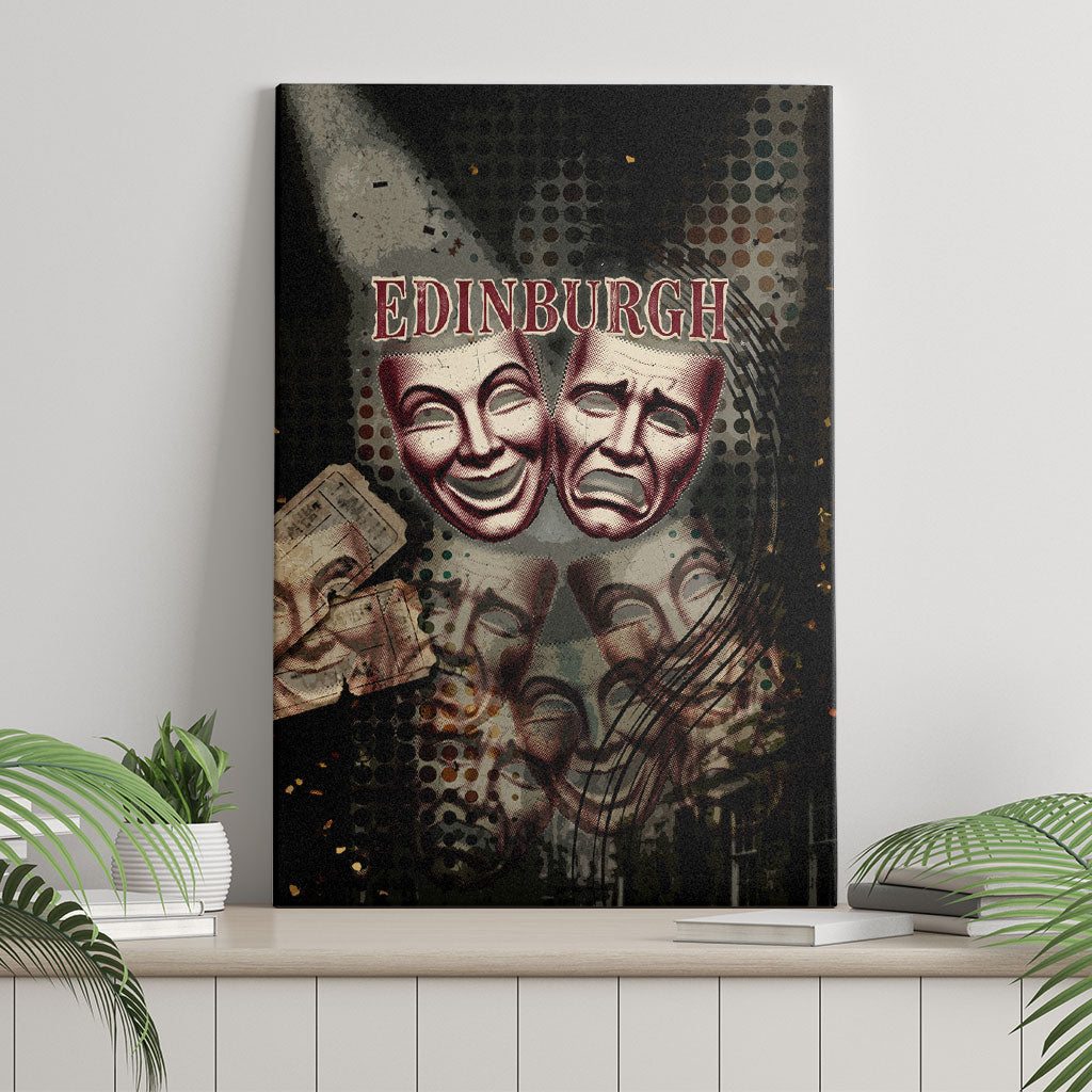 Edinburgh Fringe Canvas Wall Art Scotland Fringe Arts Comedy Tragedy Masks Castle Moon