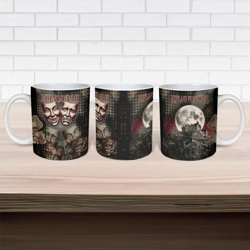 Edinburgh Fringe Ceramic Mug Scotland Fringe Arts Comedy Tragedy Masks Castle Moon