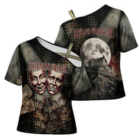 Edinburgh Fringe Cross Shoulder Shirt Scotland Fringe Arts Comedy Tragedy Masks Castle Moon