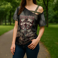 Edinburgh Fringe Cross Shoulder Shirt Scotland Fringe Arts Comedy Tragedy Masks Castle Moon