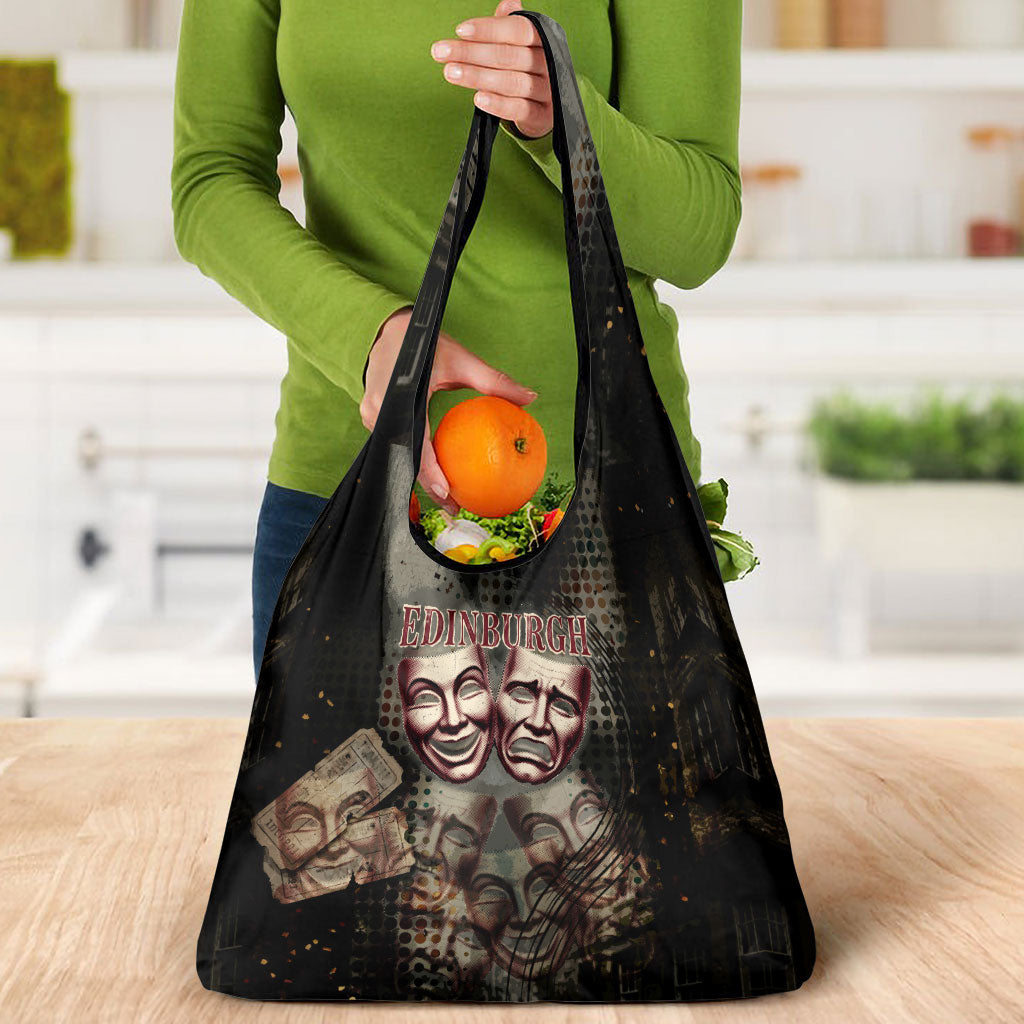 Edinburgh Fringe Grocery Bag Scotland Fringe Arts Comedy Tragedy Masks Castle Moon