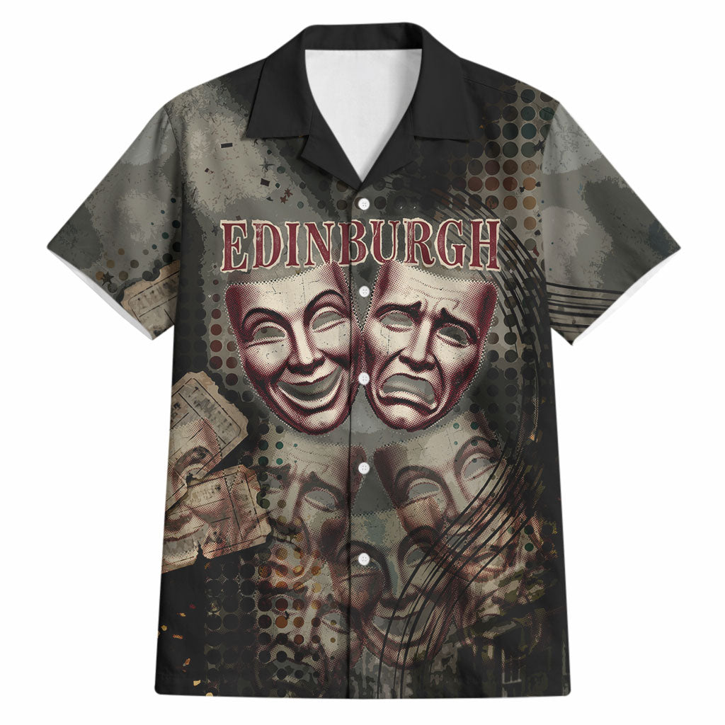 Edinburgh Fringe Hawaiian Shirt Scotland Fringe Arts Comedy Tragedy Masks Castle Moon