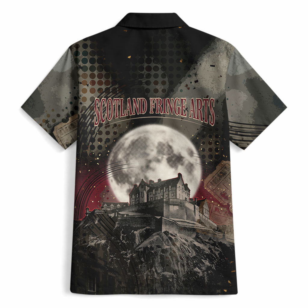 Edinburgh Fringe Hawaiian Shirt Scotland Fringe Arts Comedy Tragedy Masks Castle Moon