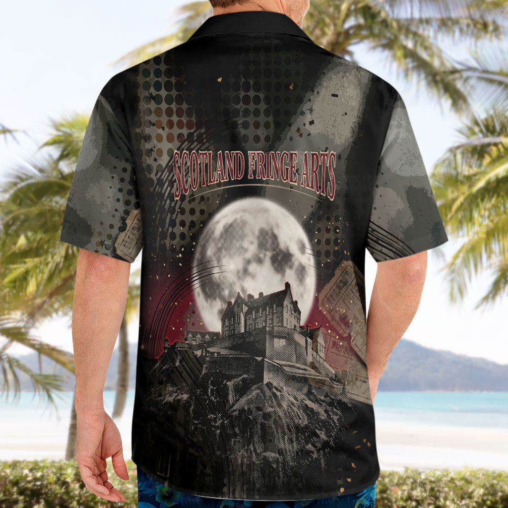 Edinburgh Fringe Hawaiian Shirt Scotland Fringe Arts Comedy Tragedy Masks Castle Moon