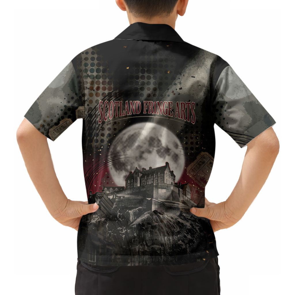 Edinburgh Fringe Hawaiian Shirt Scotland Fringe Arts Comedy Tragedy Masks Castle Moon