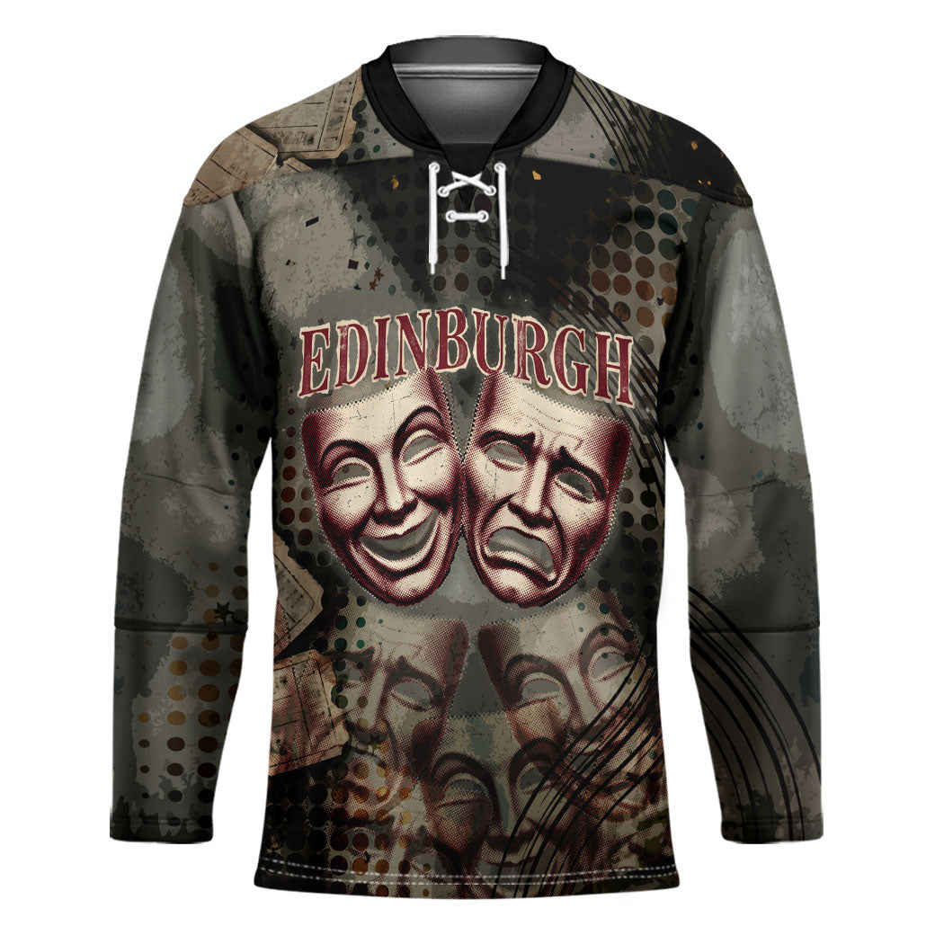Edinburgh Fringe Hockey Jersey Scotland Fringe Arts Comedy Tragedy Masks Castle Moon