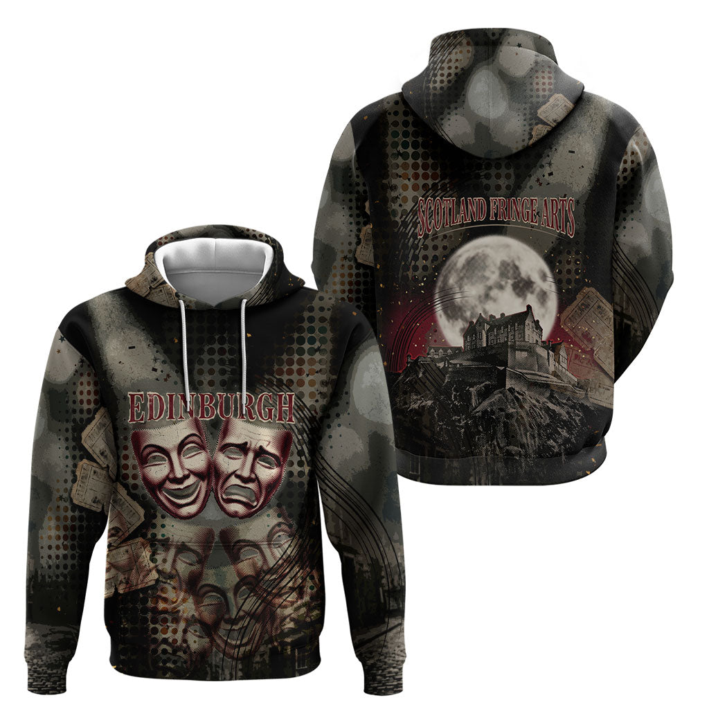 Edinburgh Fringe Hoodie Scotland Fringe Arts Comedy Tragedy Masks Castle Moon