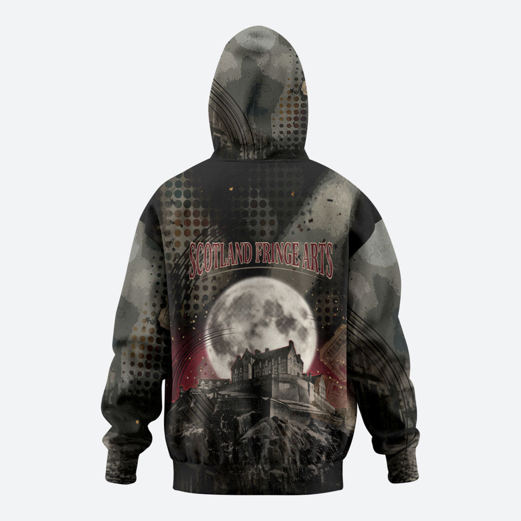 Edinburgh Fringe Hoodie Scotland Fringe Arts Comedy Tragedy Masks Castle Moon