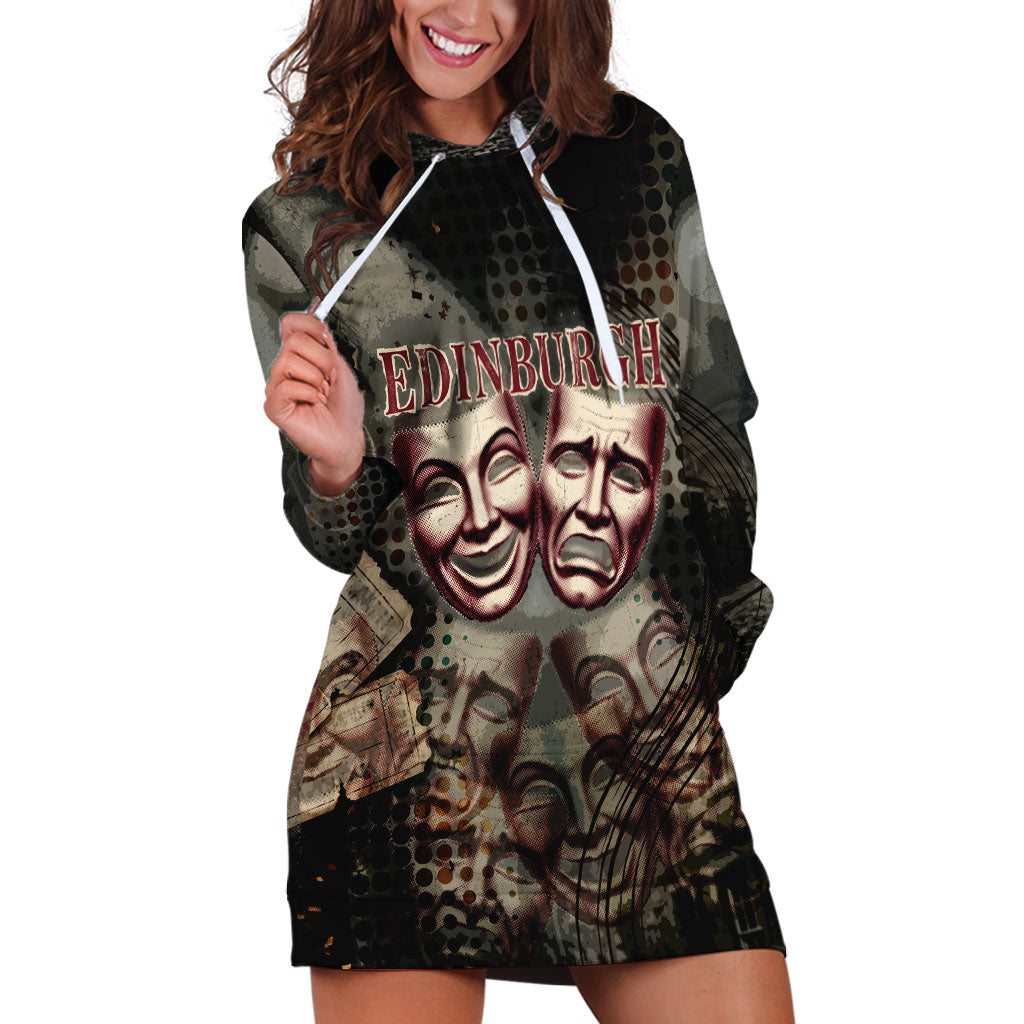 Edinburgh Fringe Hoodie Dress Scotland Fringe Arts Comedy Tragedy Masks Castle Moon