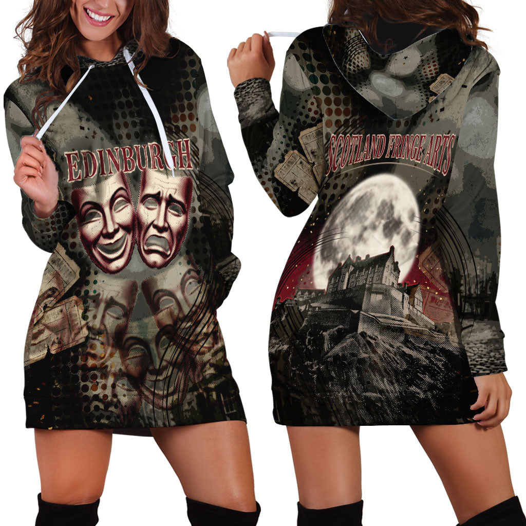 Edinburgh Fringe Hoodie Dress Scotland Fringe Arts Comedy Tragedy Masks Castle Moon