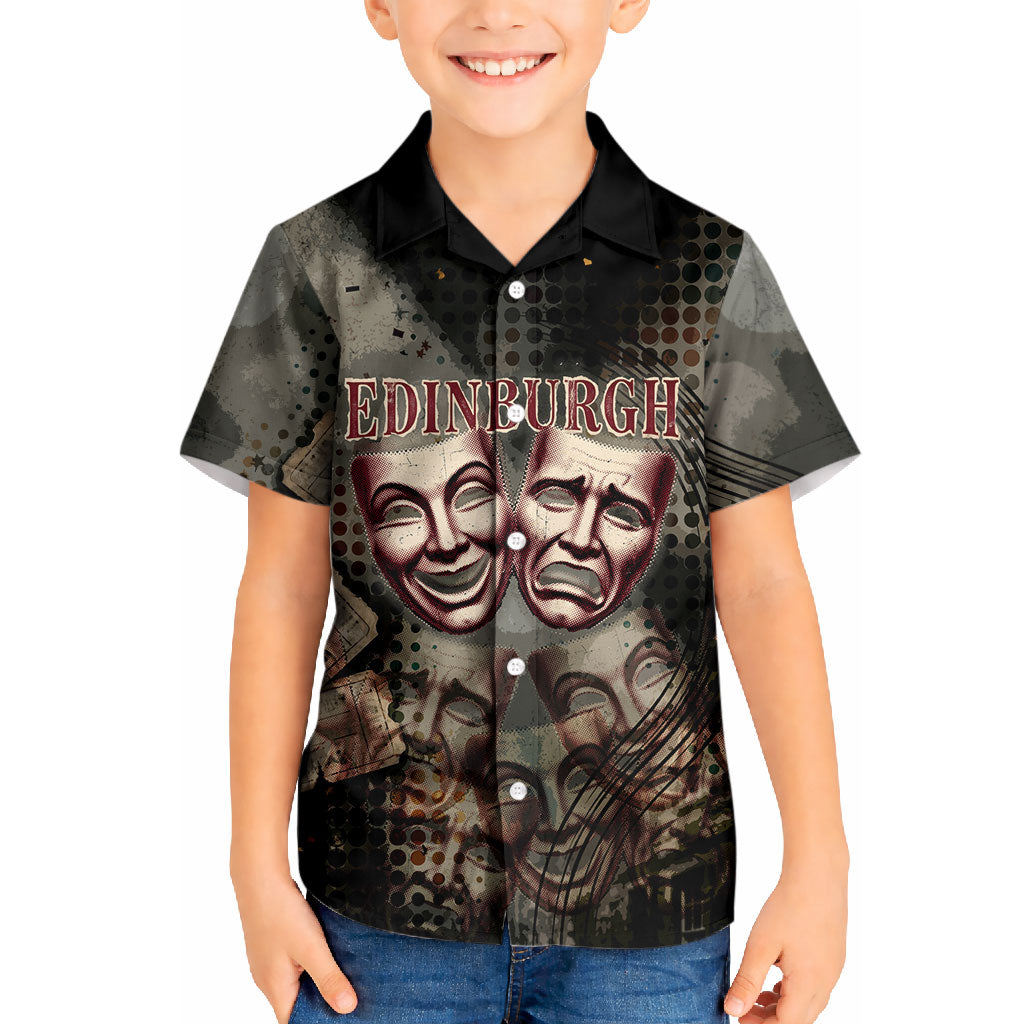 Edinburgh Fringe Kid Hawaiian Shirt Scotland Fringe Arts Comedy Tragedy Masks Castle Moon
