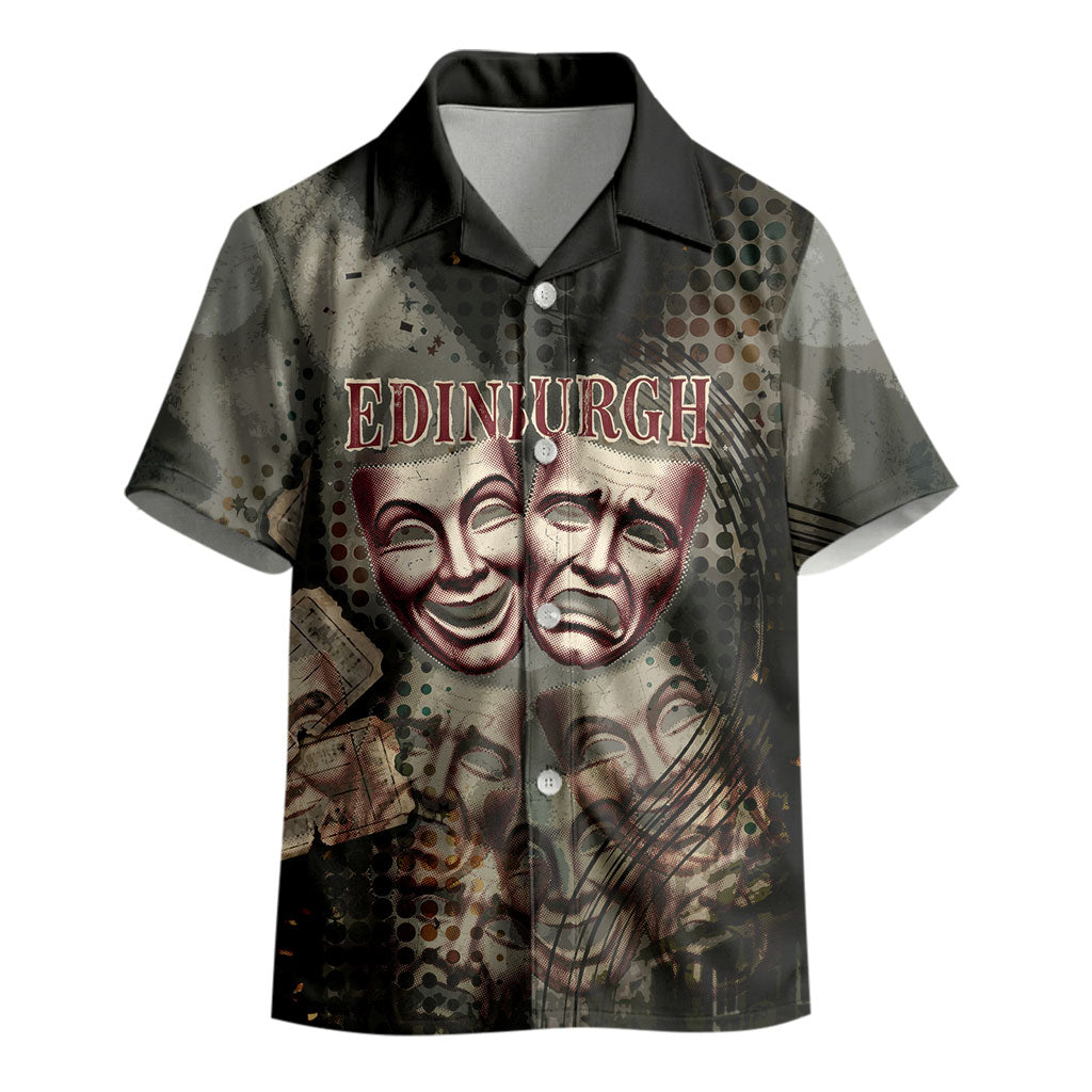 Edinburgh Fringe Kid Hawaiian Shirt Scotland Fringe Arts Comedy Tragedy Masks Castle Moon