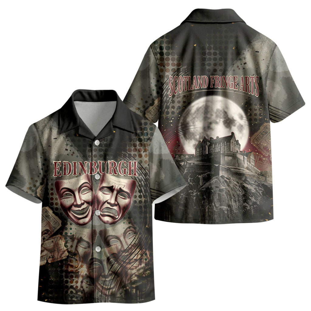 Edinburgh Fringe Kid Hawaiian Shirt Scotland Fringe Arts Comedy Tragedy Masks Castle Moon