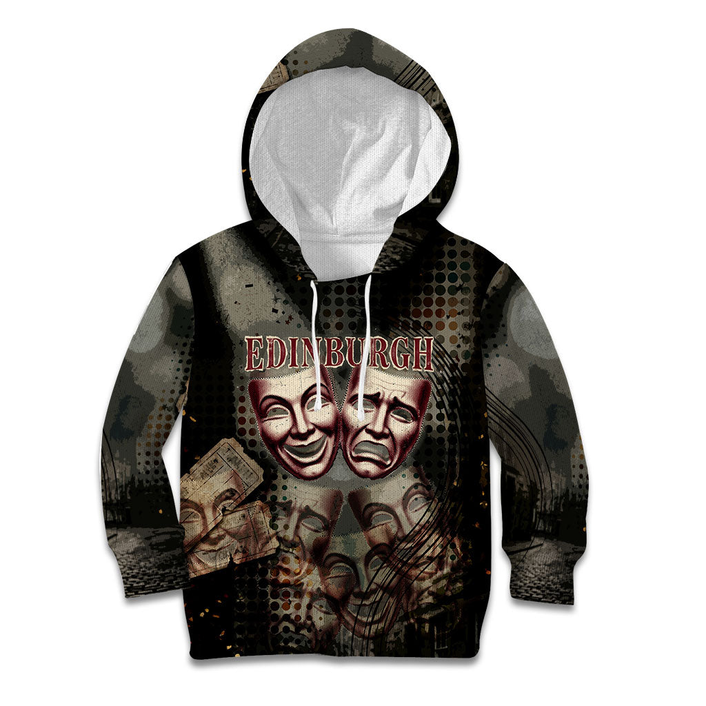 Edinburgh Fringe Kid Hoodie Scotland Fringe Arts Comedy Tragedy Masks Castle Moon