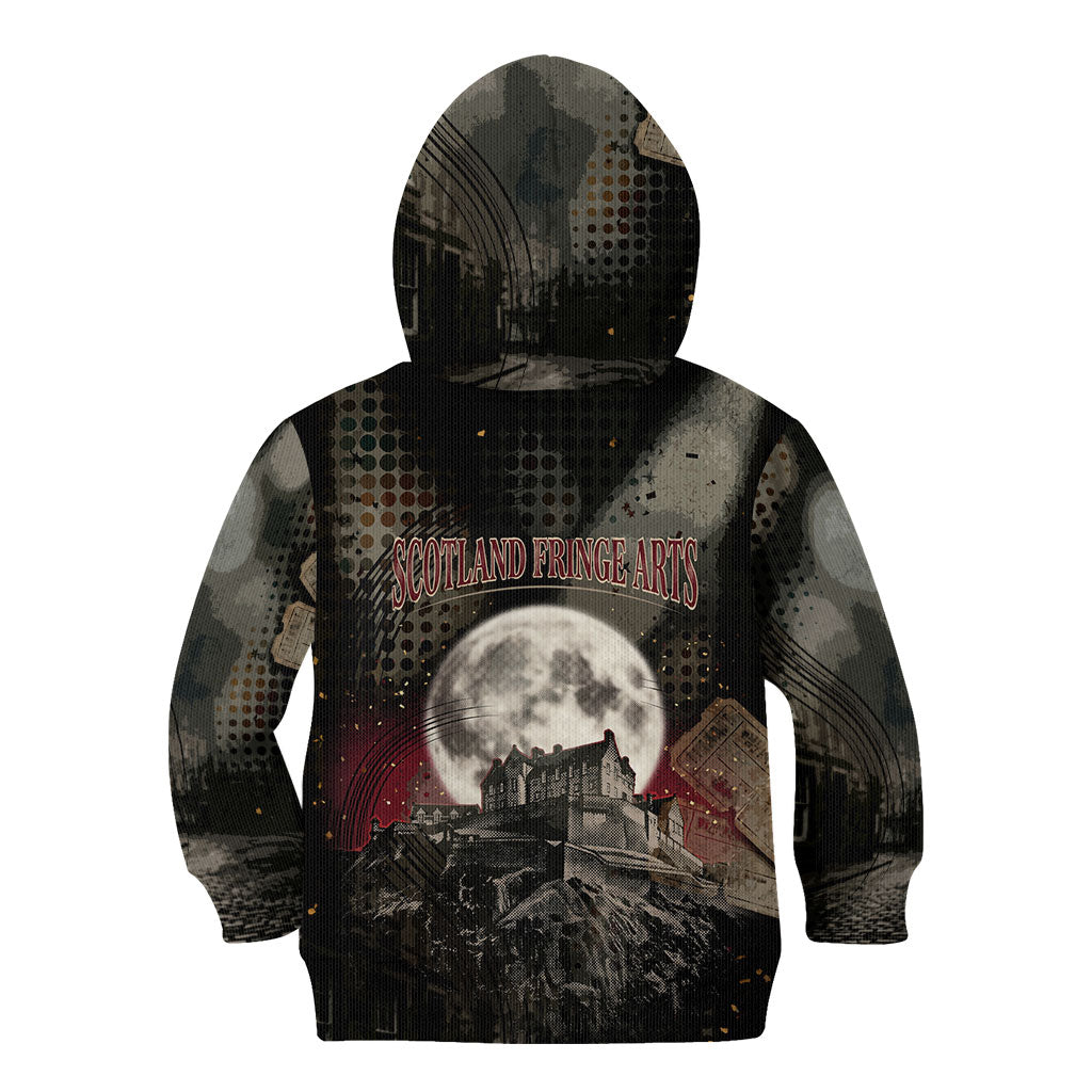 Edinburgh Fringe Kid Hoodie Scotland Fringe Arts Comedy Tragedy Masks Castle Moon