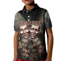 Edinburgh Fringe Kid Polo Shirt Scotland Fringe Arts Comedy Tragedy Masks Castle Moon