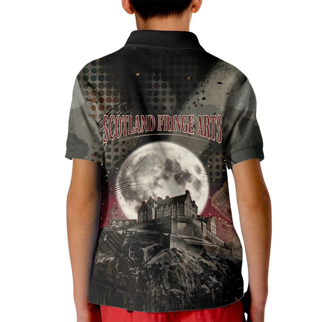 Edinburgh Fringe Kid Polo Shirt Scotland Fringe Arts Comedy Tragedy Masks Castle Moon