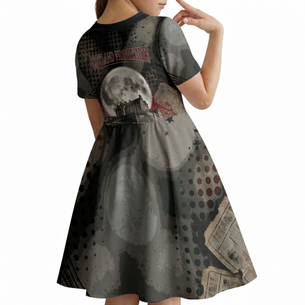Edinburgh Fringe Kid Short Sleeve Dress Scotland Fringe Arts Comedy Tragedy Masks Castle Moon