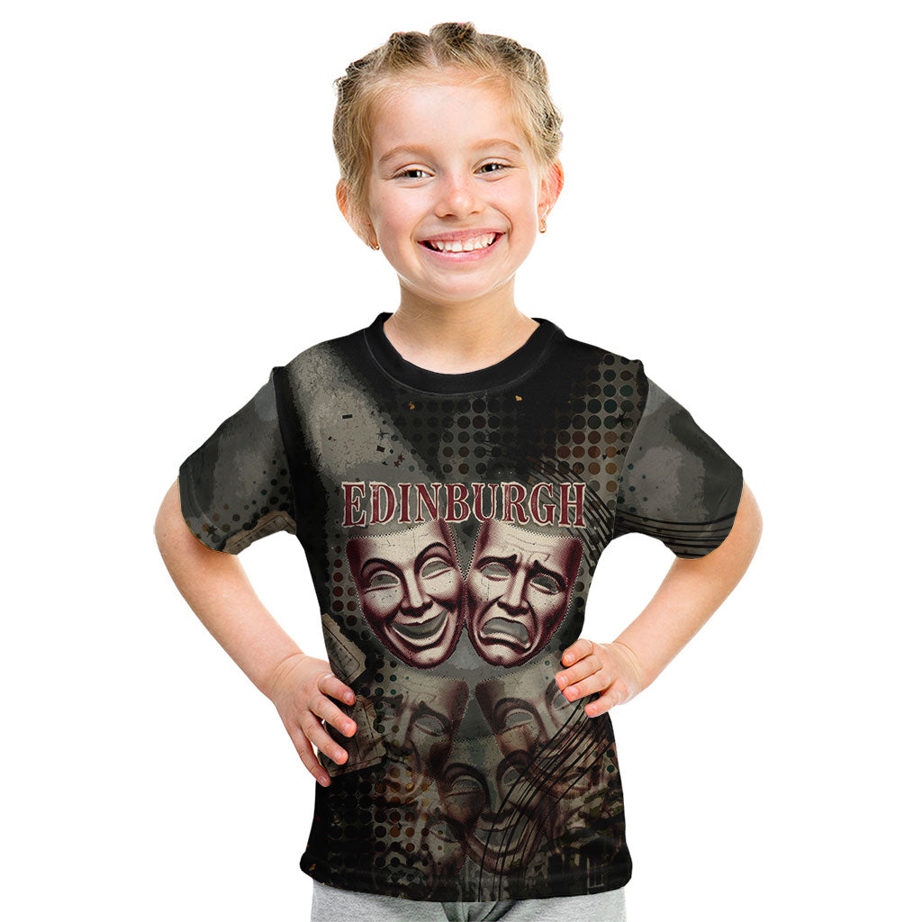 Edinburgh Fringe Kid T Shirt Scotland Fringe Arts Comedy Tragedy Masks Castle Moon