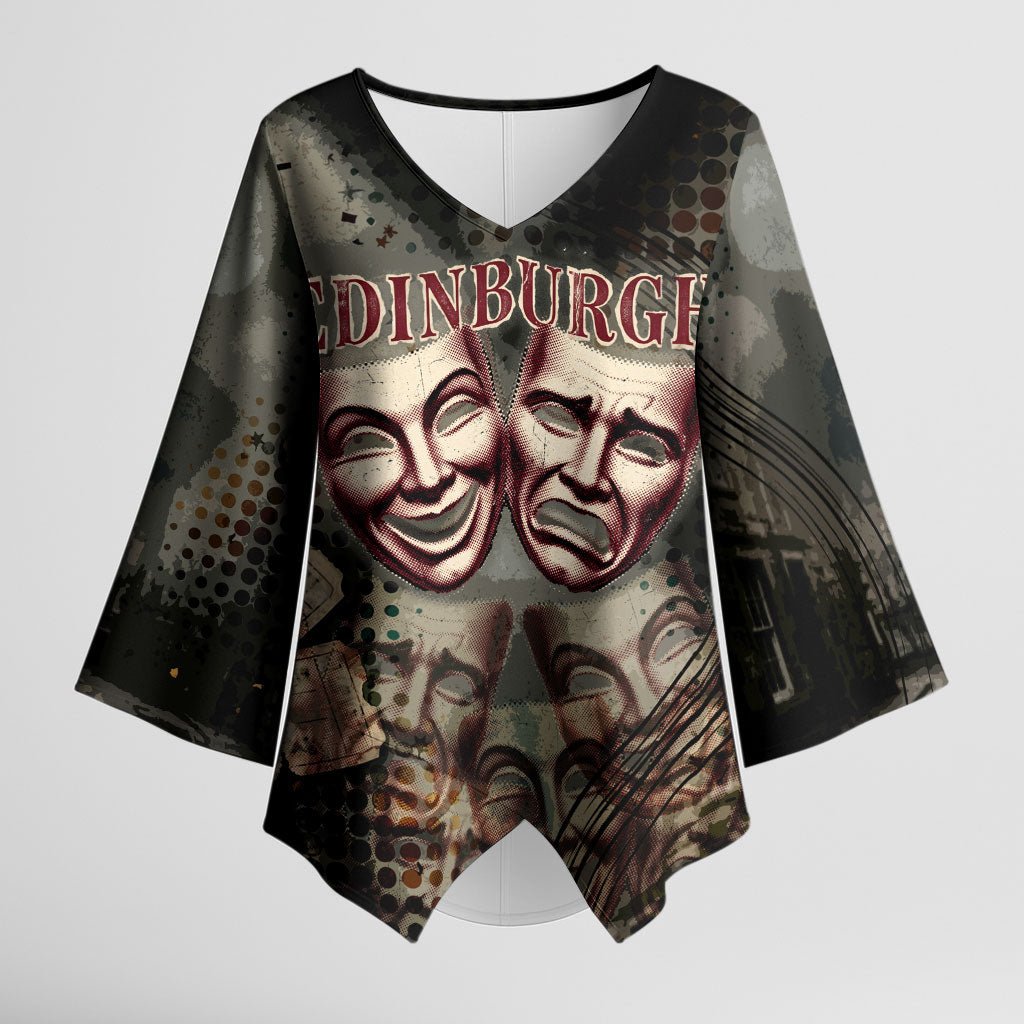 Edinburgh Fringe Kimono Sleeve Blouse Scotland Fringe Arts Comedy Tragedy Masks Castle Moon