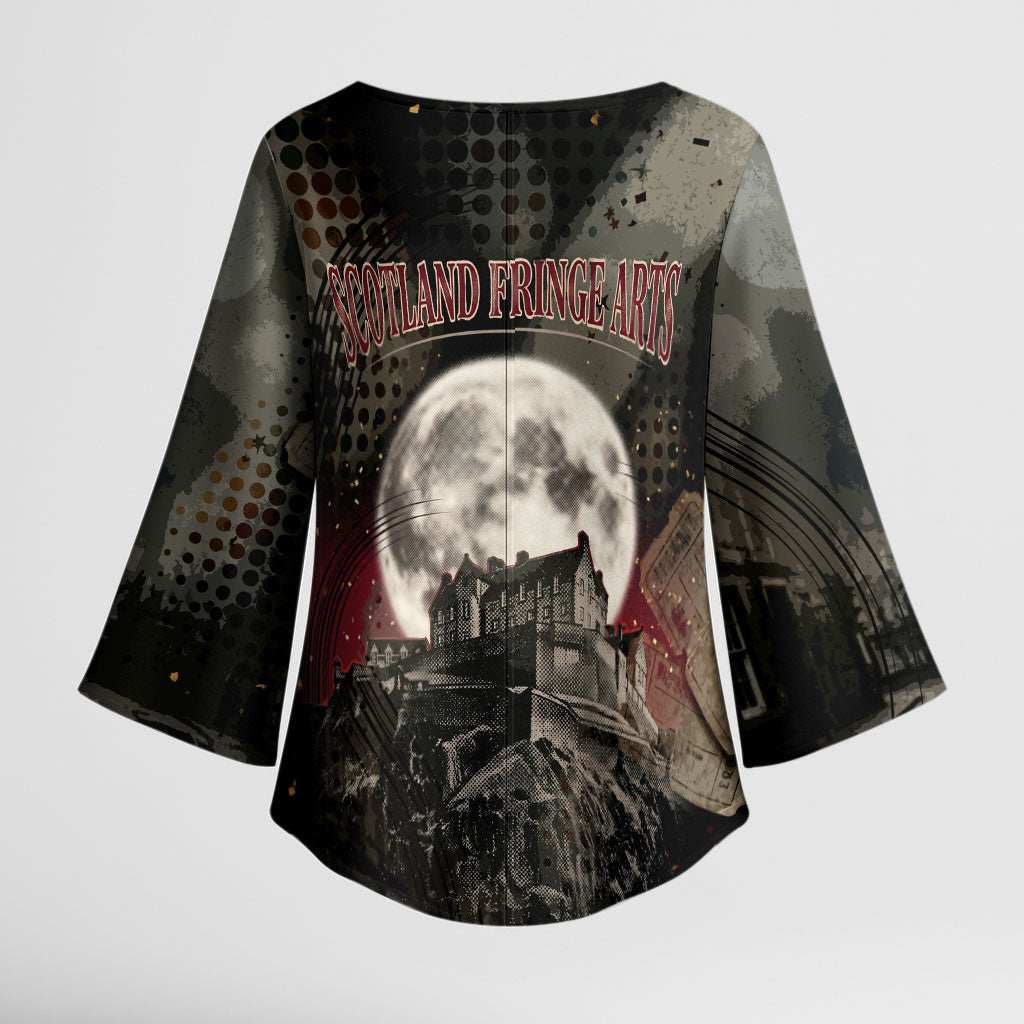 Edinburgh Fringe Kimono Sleeve Blouse Scotland Fringe Arts Comedy Tragedy Masks Castle Moon